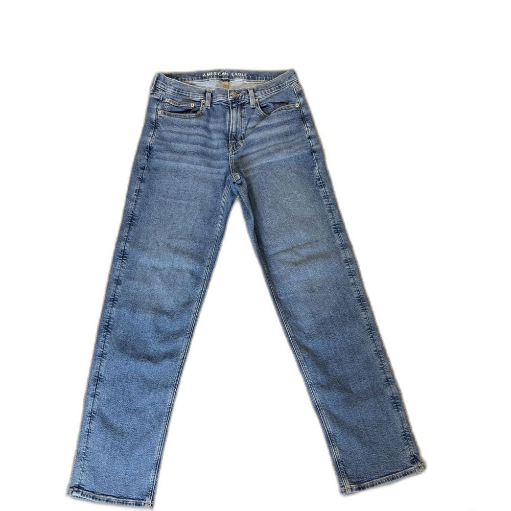 American Eagle 90's Straight Leg Jeans Medium Wash Blue Size 10 Long